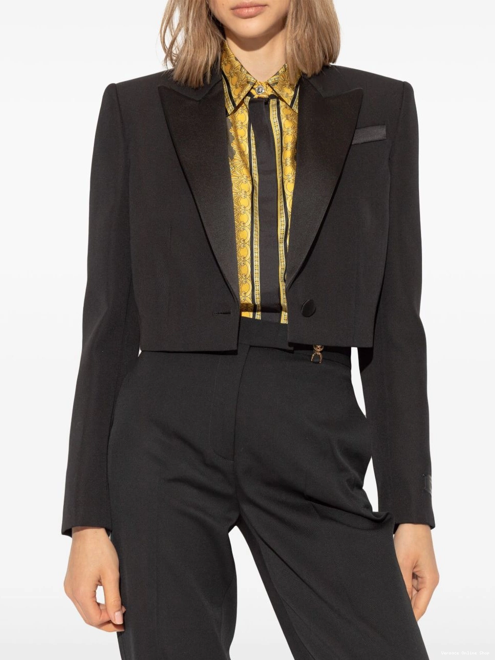 Affordable logo-patch Versace blazer cropped Women 0720